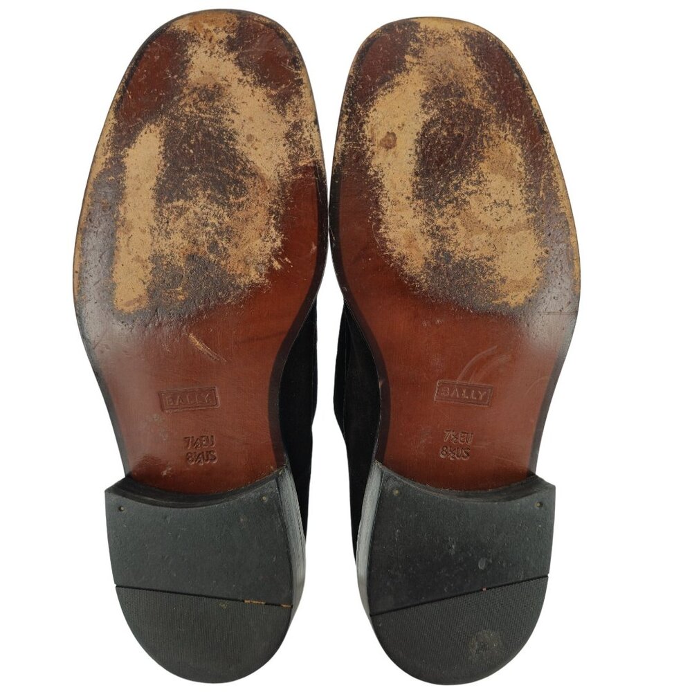 Vintage Bally Italy Monk Strap Loafers Mens 8.5D Black Suede Buckle Dress Shoes - Picture 3 of 13